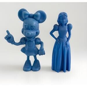 Vintage 70’s Louis Marx Walt Disney Figurines 6" Blue Snow White & Minnie Mouse
